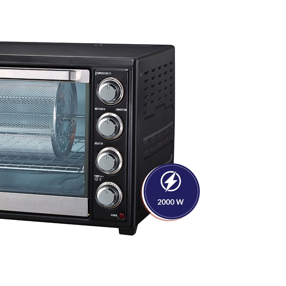 Arrow 60Liter, 2000W, Mini Electric Oven with Rotisserie & Convection & inside lamp, Black,RO-60EOW